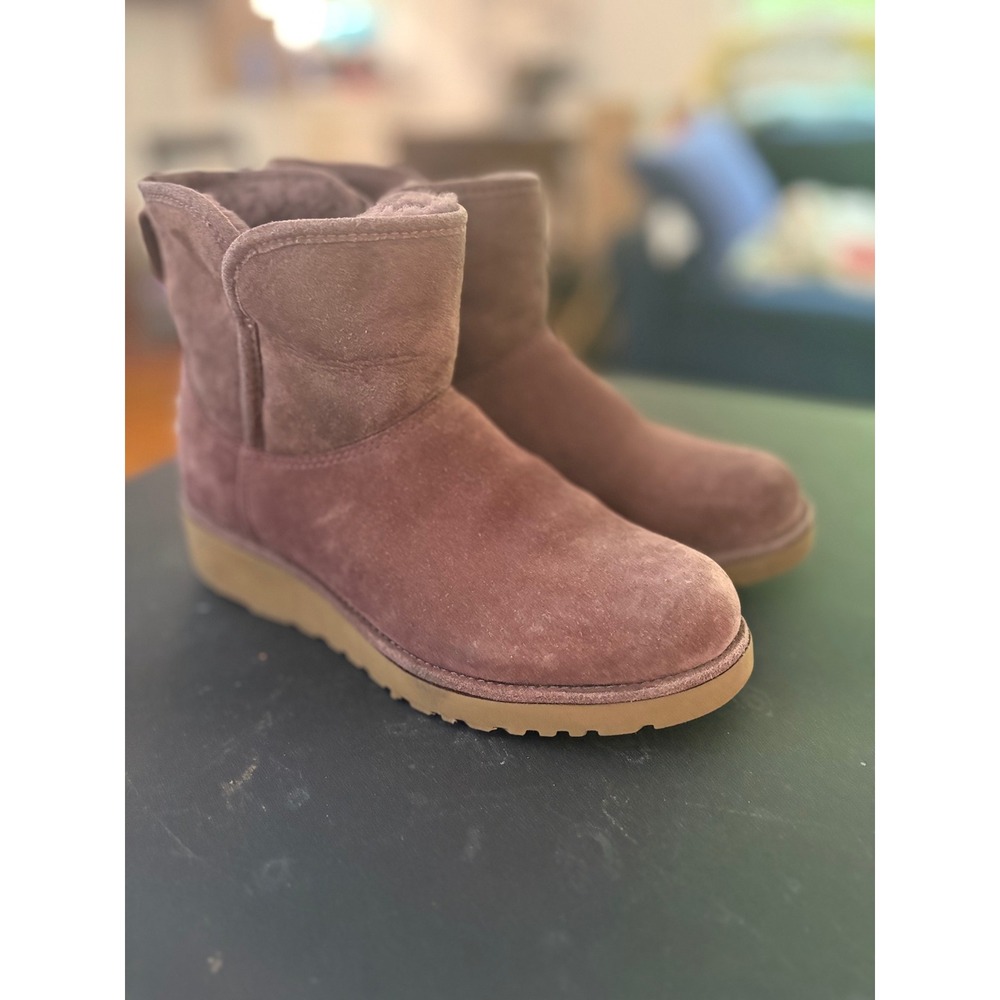 UGG Classic Femme Mini Wedge Suede Boots Purple Mauve Ankle Booties